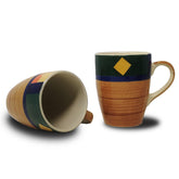 Hand Painted Boho Fiesta Ceramic Coffee Mug Set Of 2 - 300ml Each | Ceramic Mugs For Coffee, Tea, Milk - Microwave Safe & Dishwasher Safe